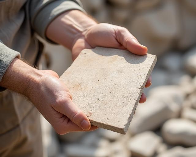 Sélection manuelle des lauzes en carrière
